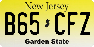 NJ license plate B65CFZ
