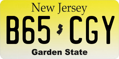 NJ license plate B65CGY
