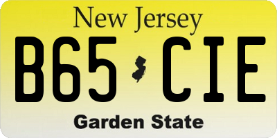 NJ license plate B65CIE