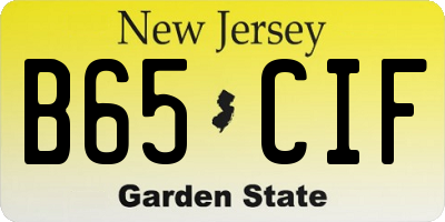 NJ license plate B65CIF