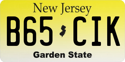 NJ license plate B65CIK