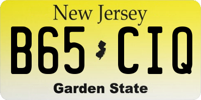 NJ license plate B65CIQ