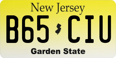 NJ license plate B65CIU
