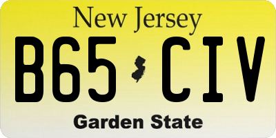 NJ license plate B65CIV