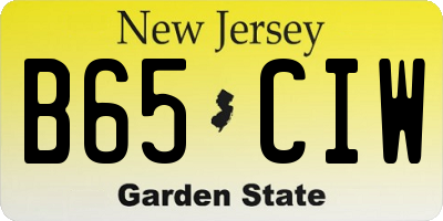 NJ license plate B65CIW
