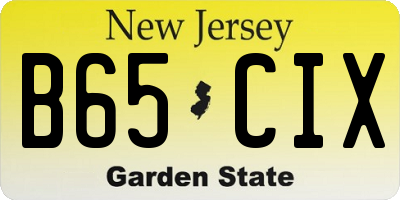 NJ license plate B65CIX
