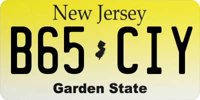 NJ license plate B65CIY