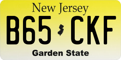 NJ license plate B65CKF