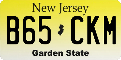 NJ license plate B65CKM
