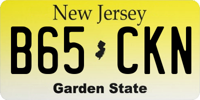 NJ license plate B65CKN