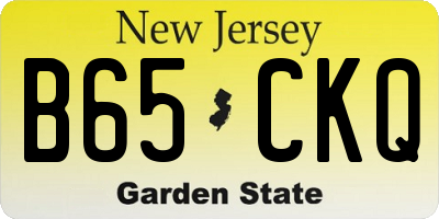 NJ license plate B65CKQ