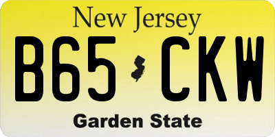 NJ license plate B65CKW