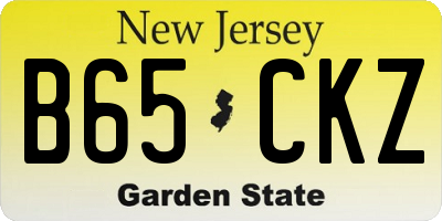 NJ license plate B65CKZ