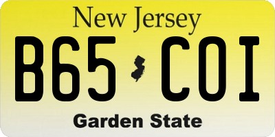 NJ license plate B65COI