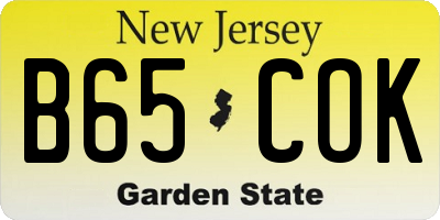 NJ license plate B65COK