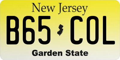 NJ license plate B65COL