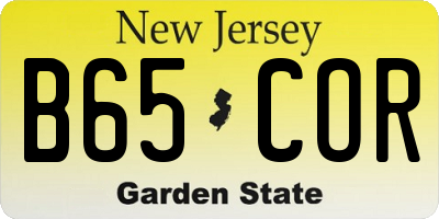 NJ license plate B65COR
