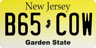 NJ license plate B65COW