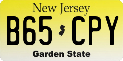 NJ license plate B65CPY