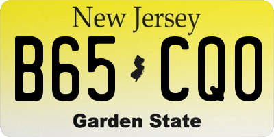NJ license plate B65CQO