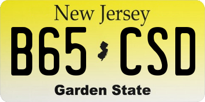 NJ license plate B65CSD