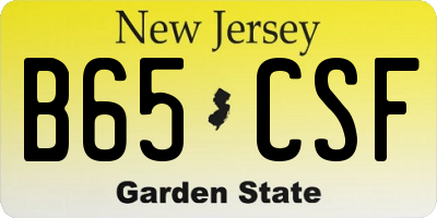 NJ license plate B65CSF