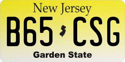 NJ license plate B65CSG