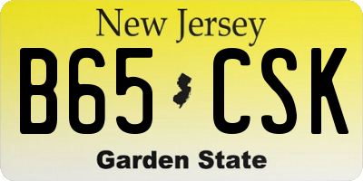 NJ license plate B65CSK