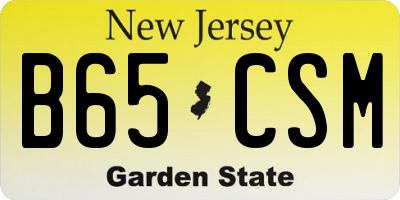 NJ license plate B65CSM