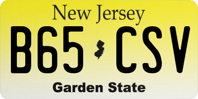 NJ license plate B65CSV