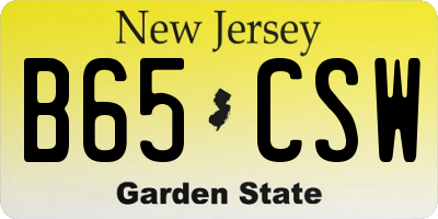 NJ license plate B65CSW
