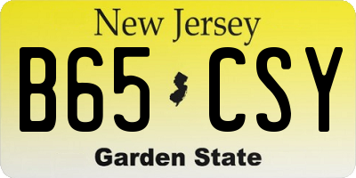 NJ license plate B65CSY