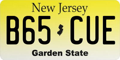 NJ license plate B65CUE