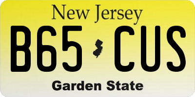 NJ license plate B65CUS