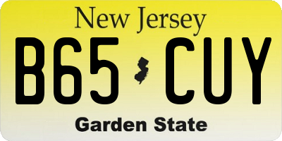 NJ license plate B65CUY