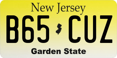 NJ license plate B65CUZ