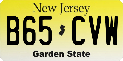 NJ license plate B65CVW