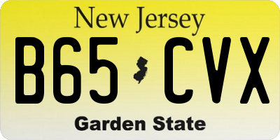NJ license plate B65CVX