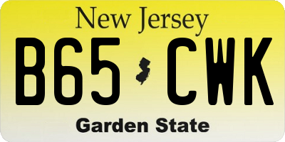 NJ license plate B65CWK
