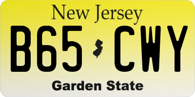 NJ license plate B65CWY