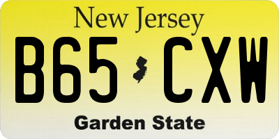 NJ license plate B65CXW