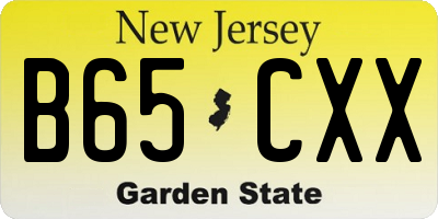 NJ license plate B65CXX