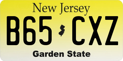 NJ license plate B65CXZ