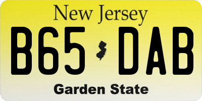 NJ license plate B65DAB