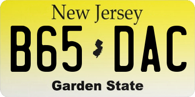 NJ license plate B65DAC