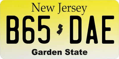 NJ license plate B65DAE