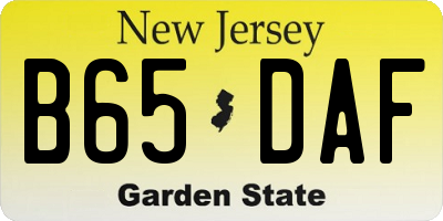 NJ license plate B65DAF