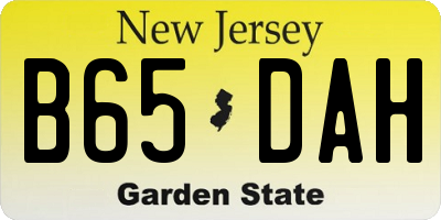 NJ license plate B65DAH
