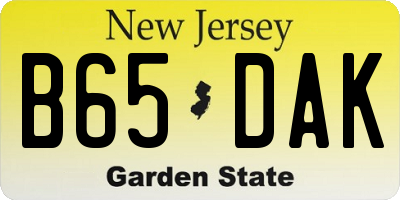 NJ license plate B65DAK