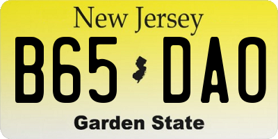 NJ license plate B65DAO